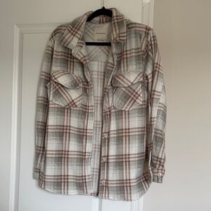 Thread & Supply Plaid Utility Jacket - Cream and Brown